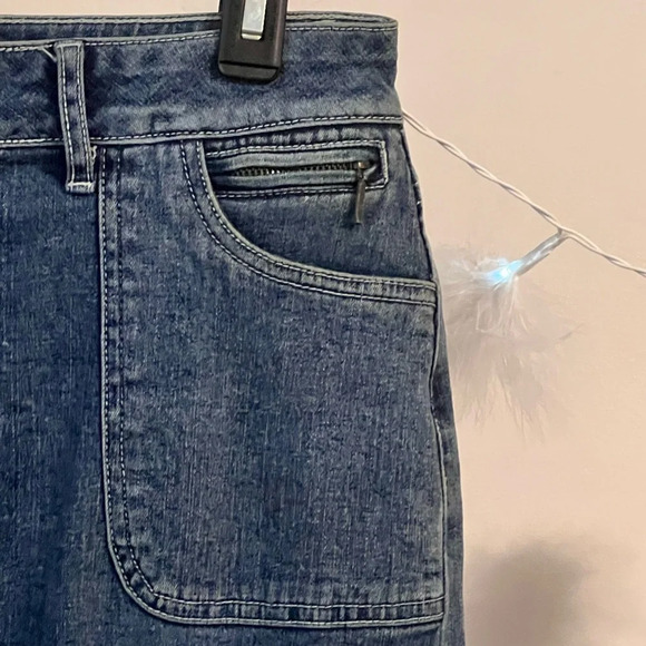 Vintage Carolina Blue Maxi Denim Skirt with Front Slit - Picture 6 of 8